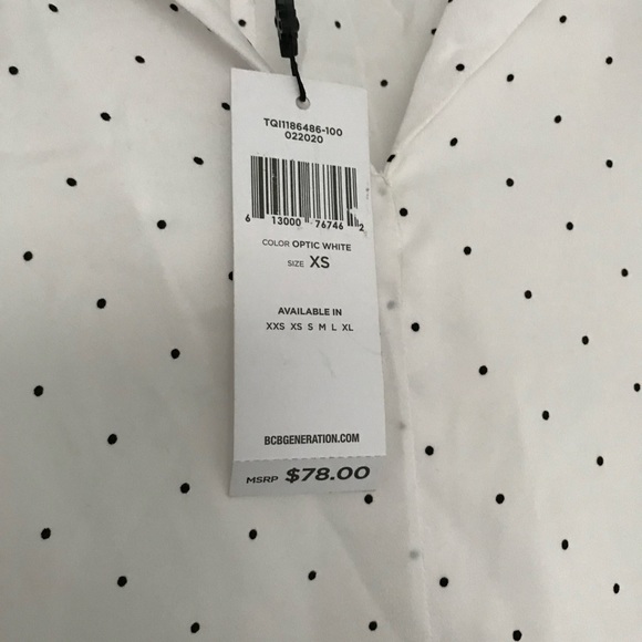 NWT BCBG Crop tie Polka dot blouse - Picture 2 of 2